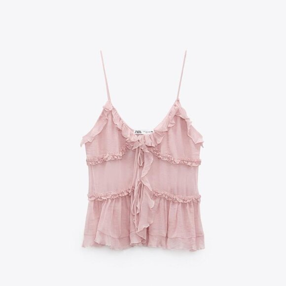 Zara Tops - Zara Dusty Pink Ruffled Top